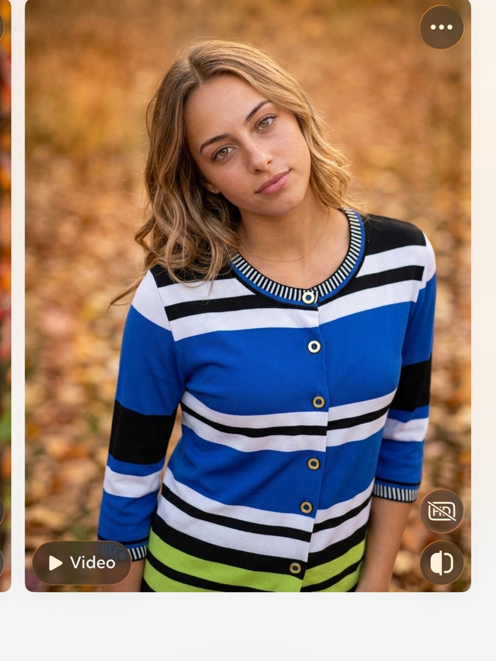 Classic two piece Joseph Ribkoff Blue, Black & Lime Button-Down Top & shell.